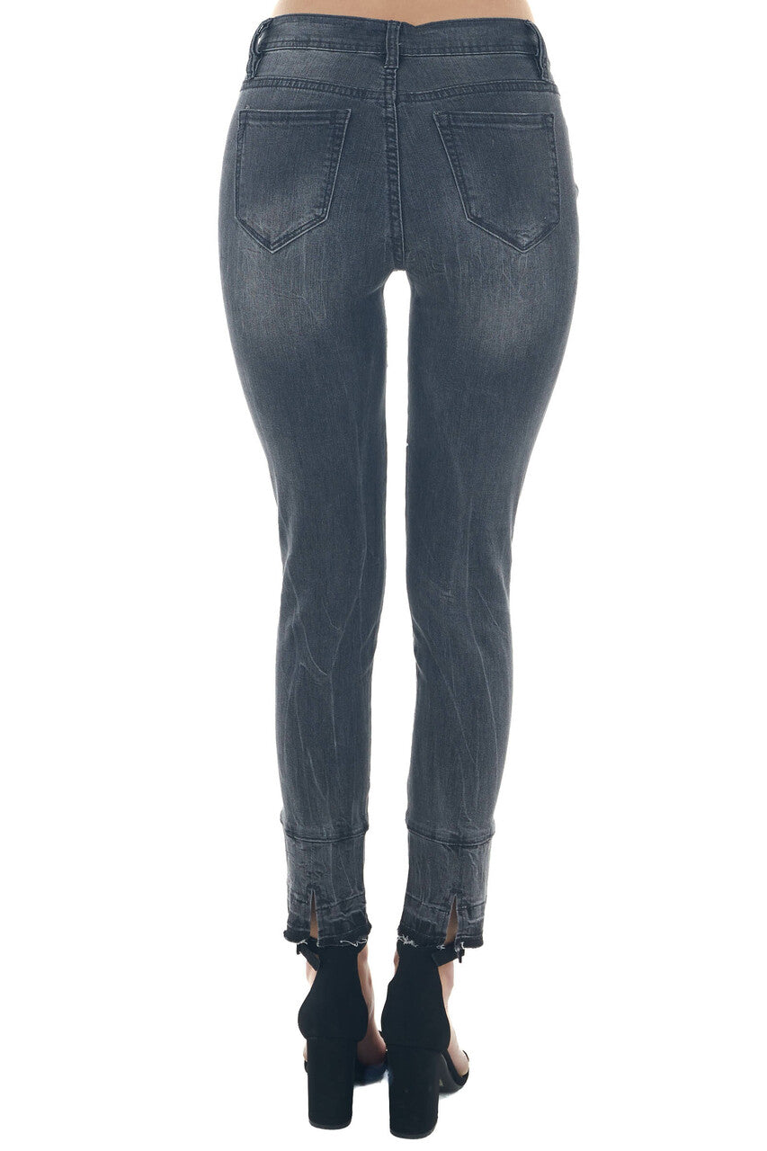 Vintage Black High Rise Whiskered Skinny Jeans