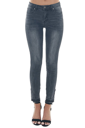 Vintage Black High Rise Whiskered Skinny Jeans