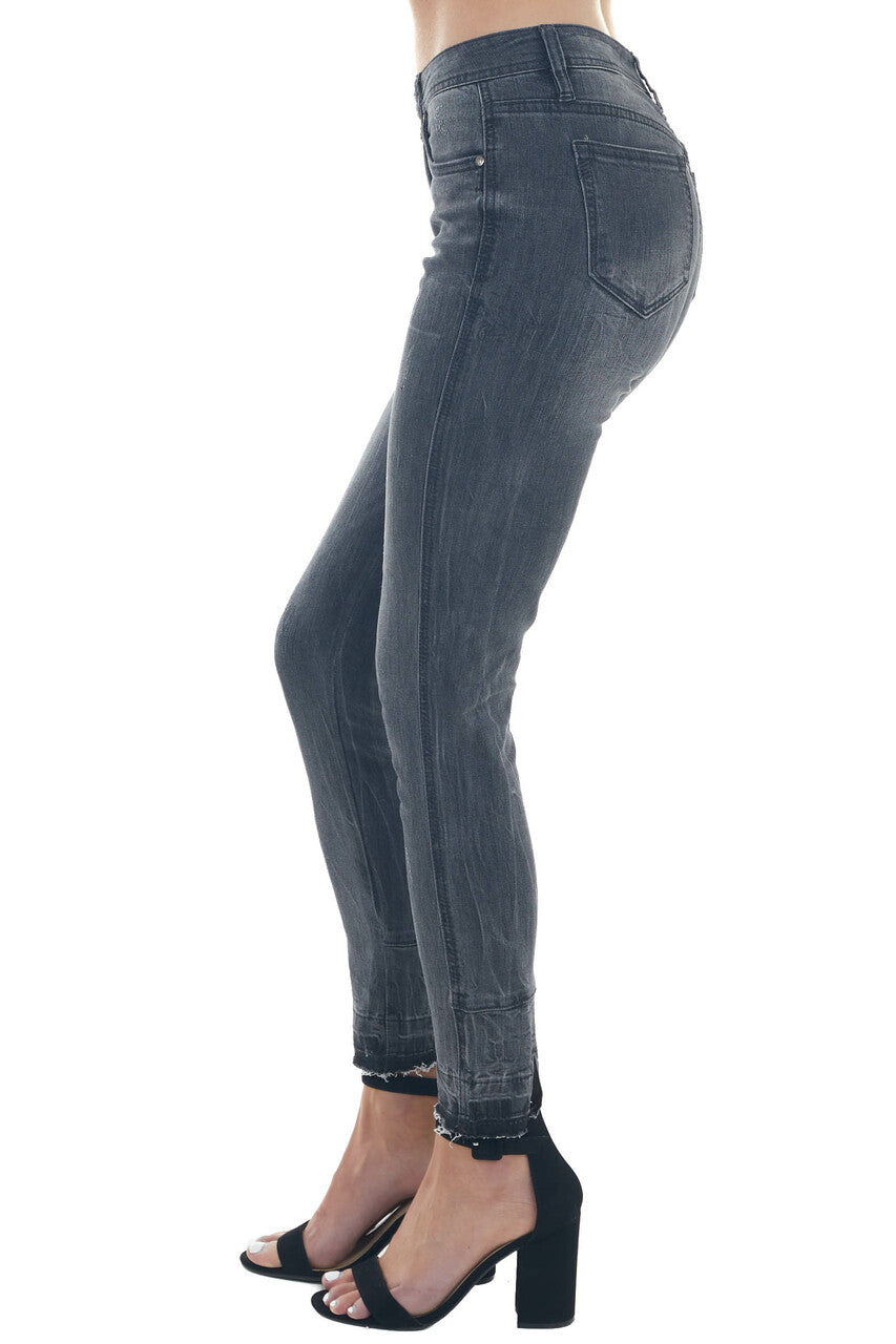 Vintage Black High Rise Whiskered Skinny Jeans