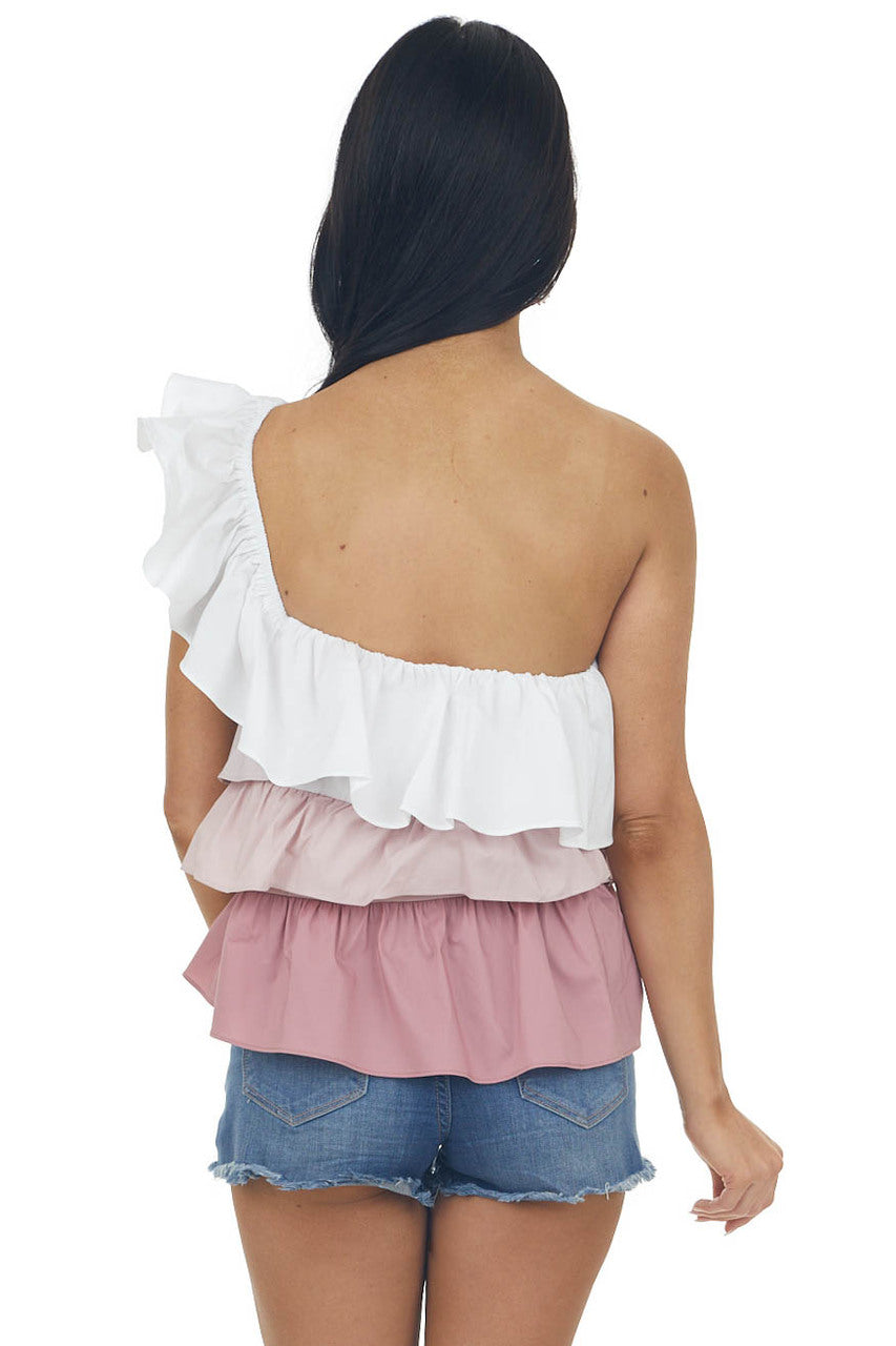 Vintage Rose Tiered One Shoulder Ruffle Top