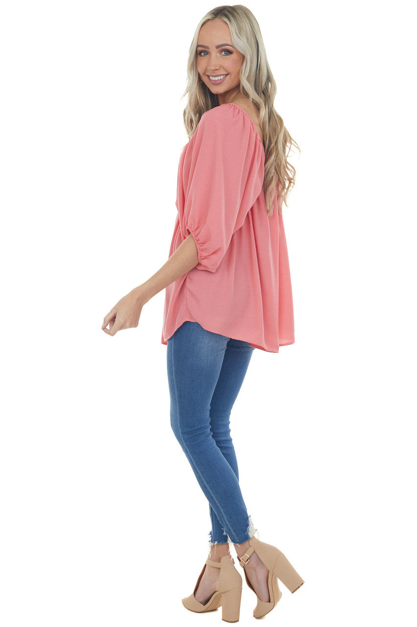 Watermelon Pink Loose Fit Babydoll Top