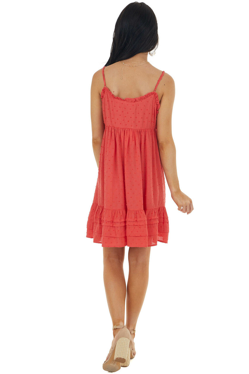 Watermelon Sleeveless Swiss Dot Mini Dress