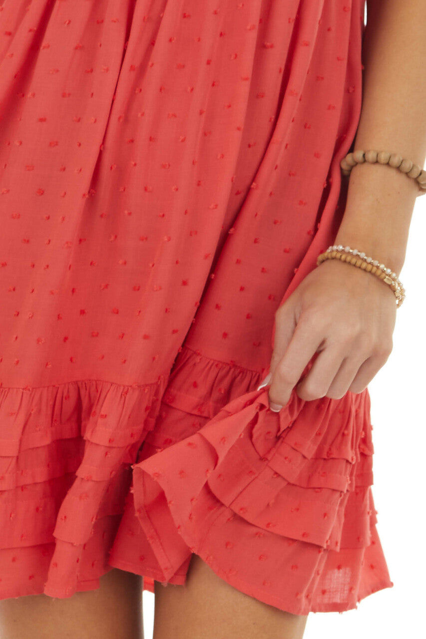 Watermelon Sleeveless Swiss Dot Mini Dress