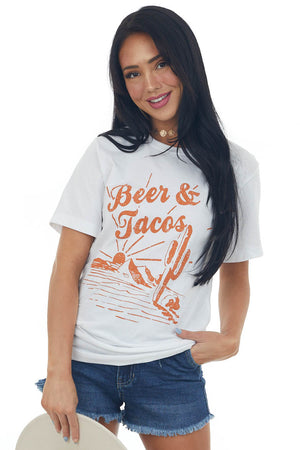 White 'Beer and Tacos' Desert Graphic Tee