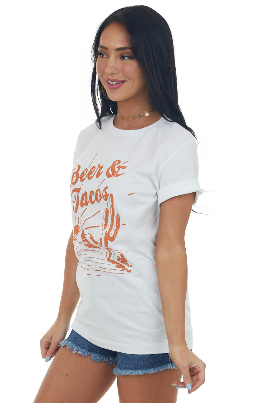 White 'Beer and Tacos' Desert Graphic Tee