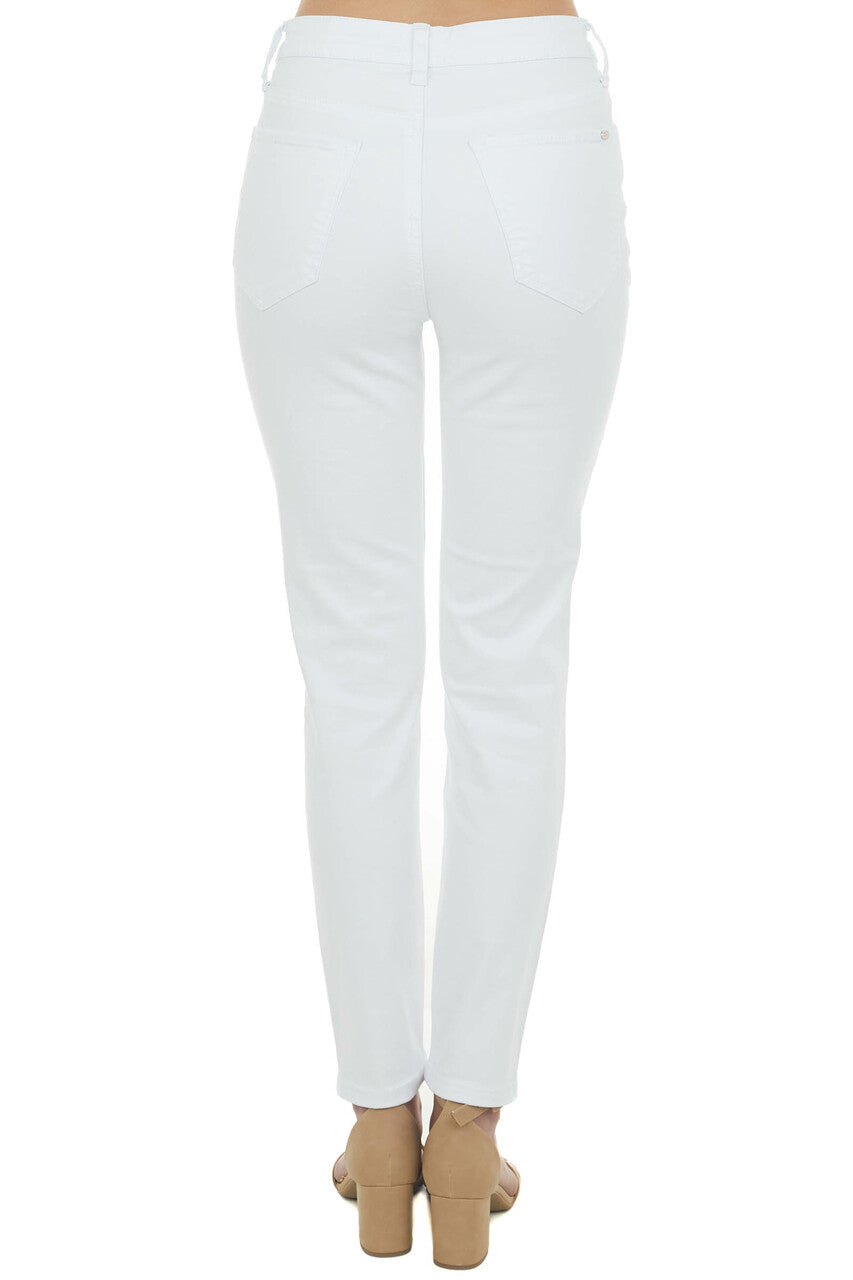 White High Rise Distressed Skinny Jeans 