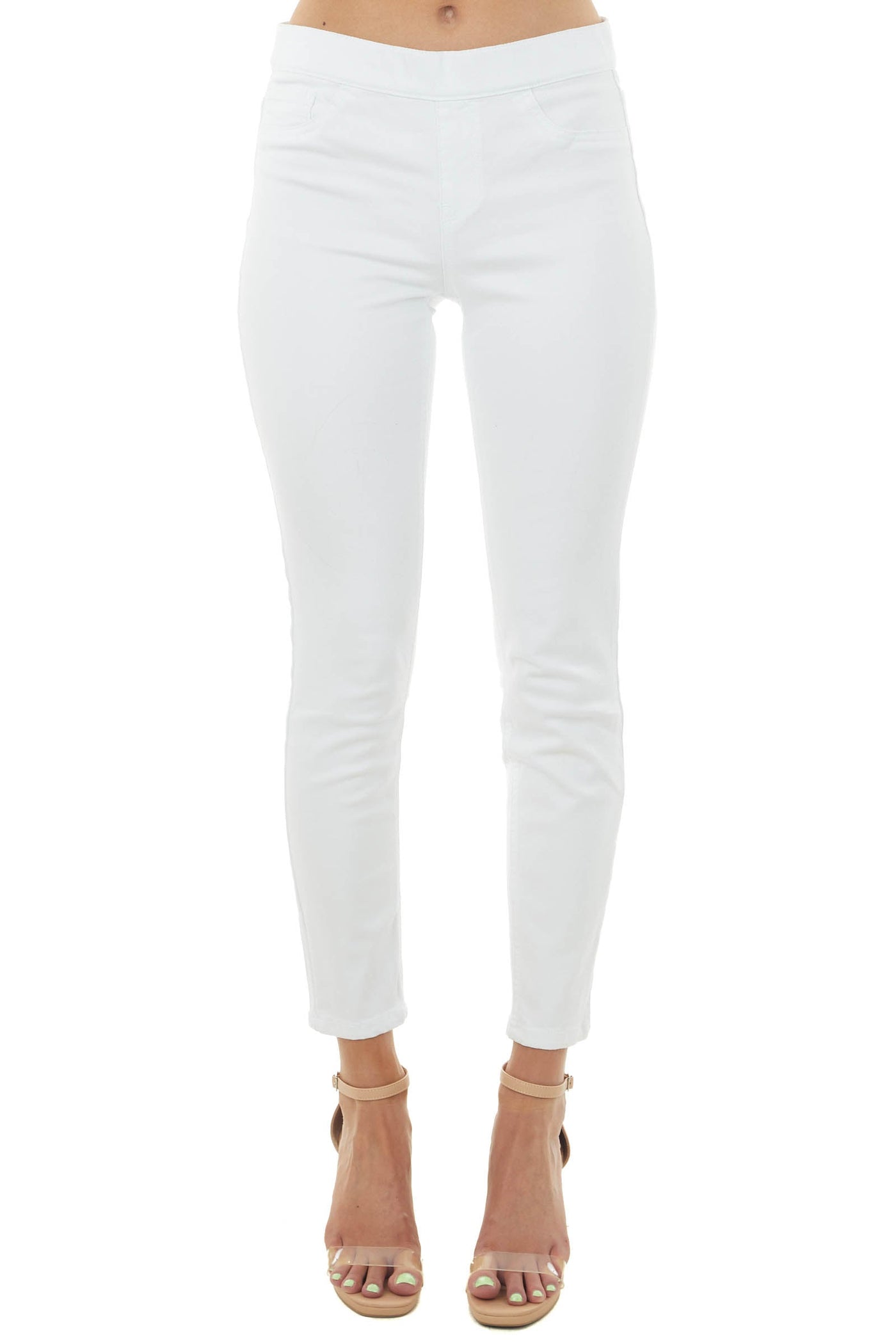 White Mid Rise Skinny Denim Jeggings