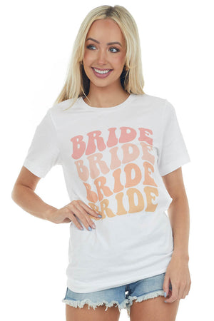 White Retro 'Bride' Short Sleeve Graphic Tee