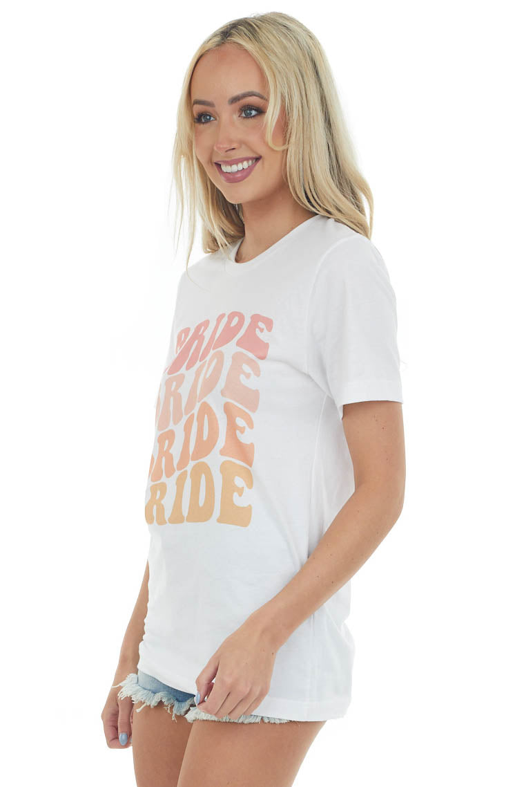 White Retro 'Bride' Short Sleeve Graphic Tee
