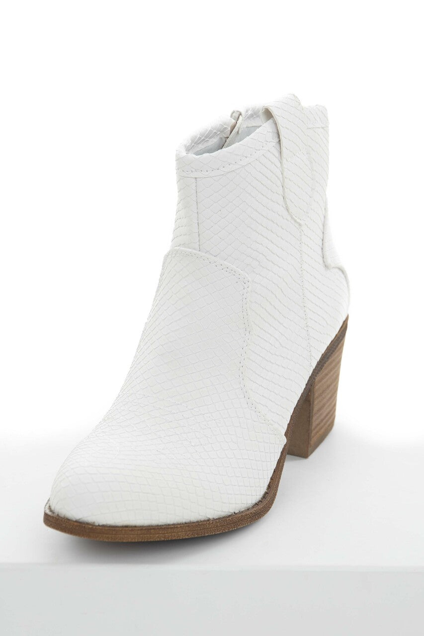 White Snake Texture Western Style Booties 
