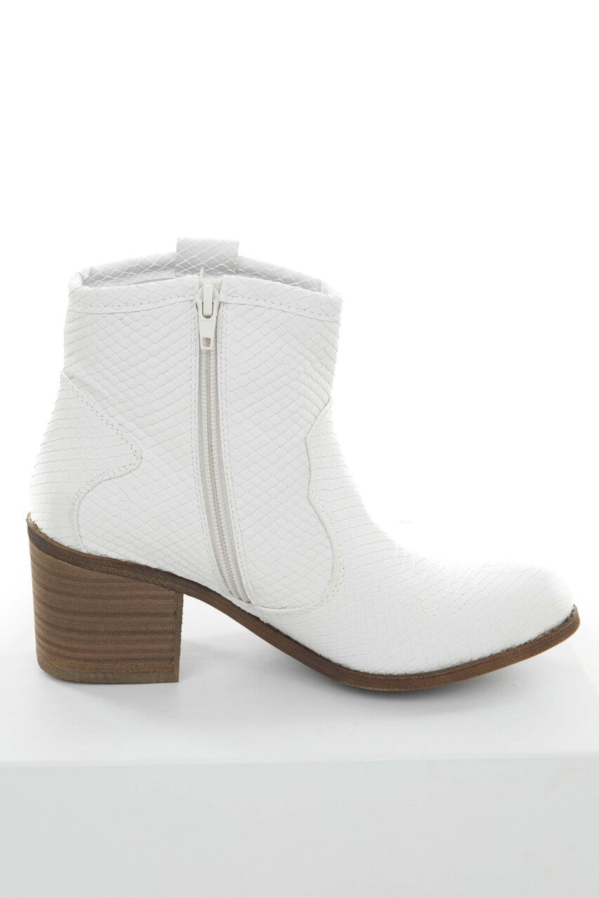 White Snake Texture Western Style Booties 