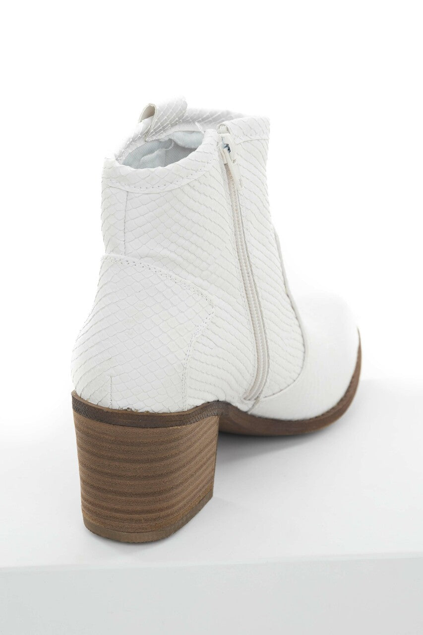White Snake Texture Western Style Booties 